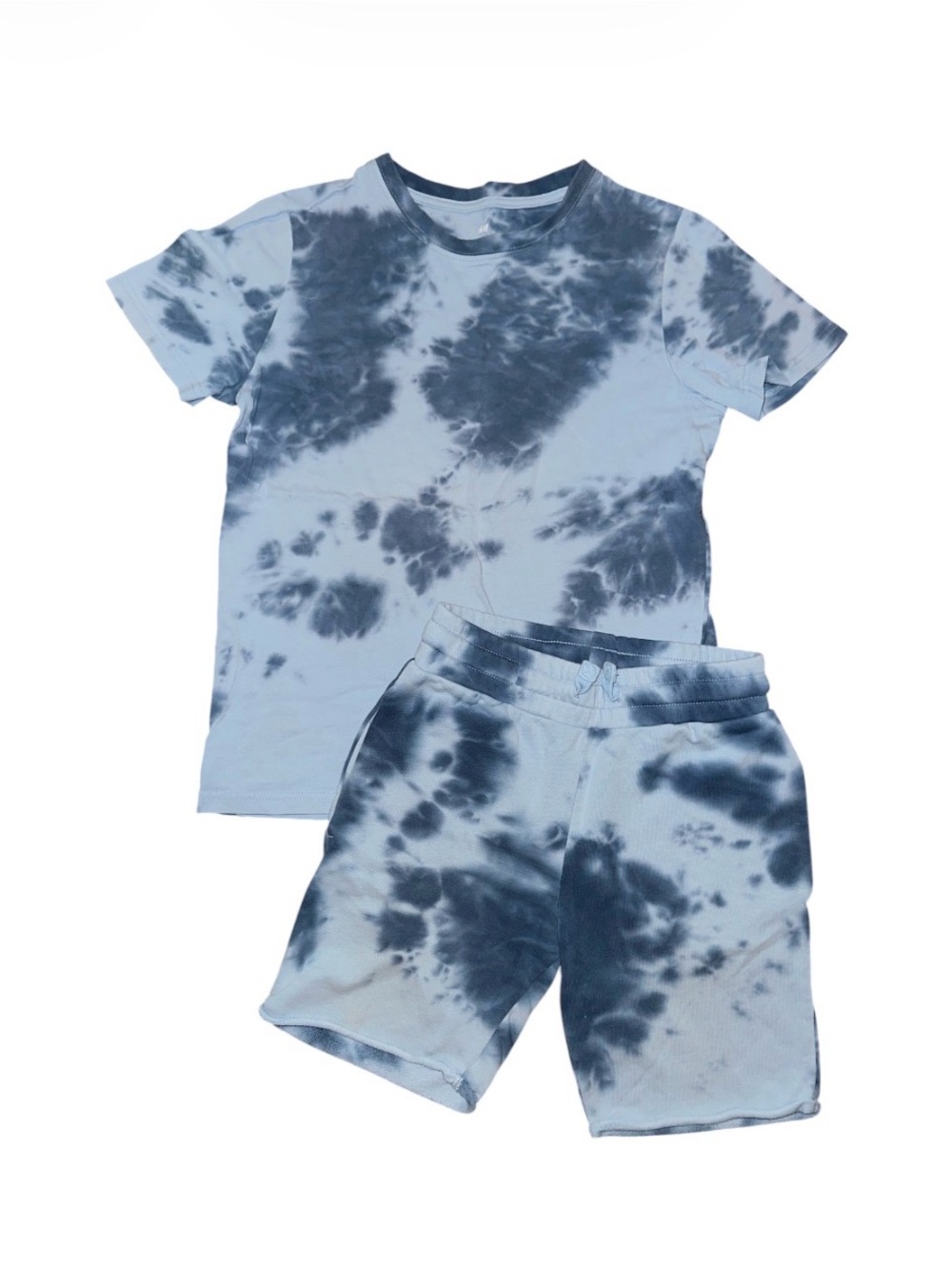 Kids Blue Tie-Dye Set - Short Sleeve Tee & French Terry Shorts